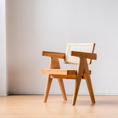 Akai Rika - Solid Wood & Rattan Armchair | Reading Chair 80