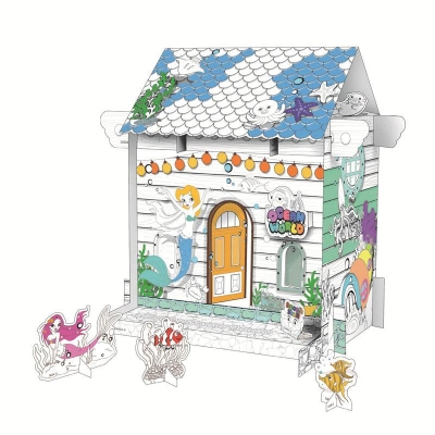 Educational Paper Toy | Mini DIY Creative Cardboard Coloring House - Underwater World