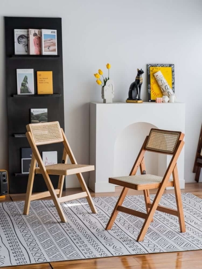 Akai Rika - Solid Wood & Rattan Dining Chair | Folding Chair