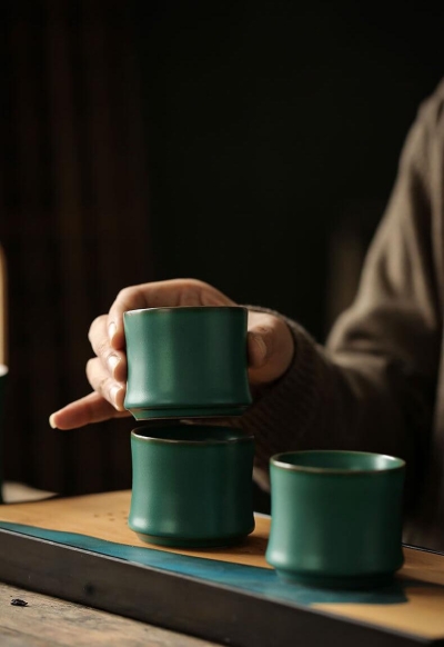 Japanese Ceramic Tea Cup | Ceramic Bamboo Cup - 4 pcs