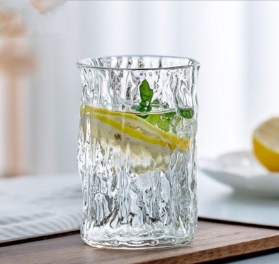 Japanese Tree Pattern Hammer Pattern Glass Water Cup - 4 pcs