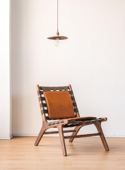 Juan - Solid Ash Wood & Leather Lounge Chair ｜ Reading Chair