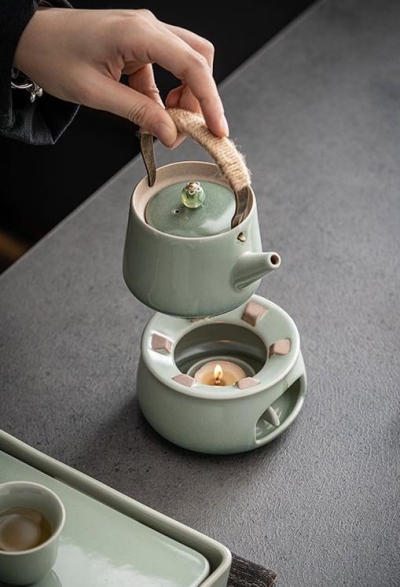 Japanese-style Ashtray Pottery Lifting Beam Teapot Candle Tea Warmer Set