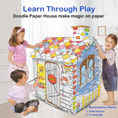 DIY Creative Cardboard Coloring Playhouse | Educational Paper Toy
