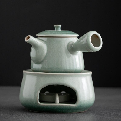 Japanese-style Ashtray Pottery Side Grip Teapot Candle Tea Warmer Set