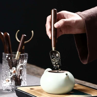 Glass & Solid Wood Tea Ceremony Six Gentlemen Tea Accessories Set