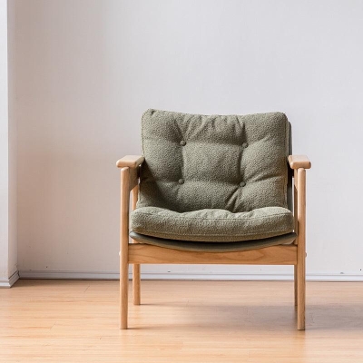 Azami - Solid Ash Wood & Fabric Armchair ｜ Reading Chair
