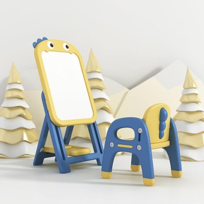 Kids Magnetic Erasable Art Board + 1 Chair - Dinosaur Set