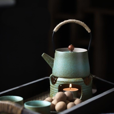 Japanese-style Ceramic Teapot Candle Tea Warmer Set