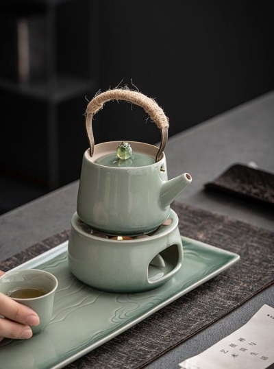 Japanese-style Ashtray Pottery Lifting Beam Teapot Candle Tea Warmer Set