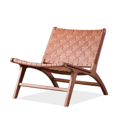 Tomomi- Solid Ash Wood & Leather Armchair ｜ Reading Chair