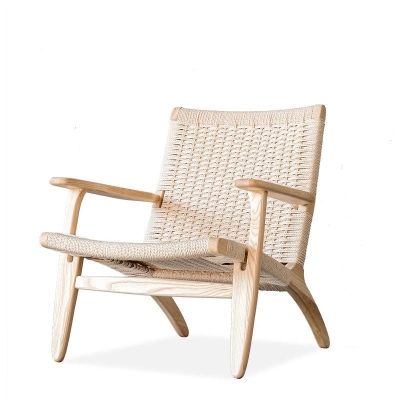 Kojii- Solid Ash Wood & Kraft Paper Rope Armchair ｜ Reading Chair