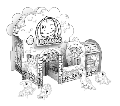 Educational Paper Toy | Mini DIY Creative Cardboard Coloring House - Dinosaur World