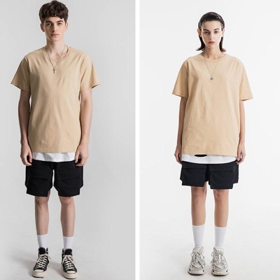 200g Combed Cotton Unisex T-Shirt-Light Khaki