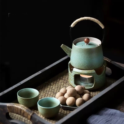 Japanese-style Ceramic Teapot Candle Tea Warmer Set