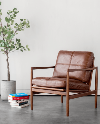 Hiroko - Solid Ash Wood & Leather Armchair ｜ Reading Chair | Double Sofa