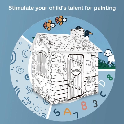 DIY Creative Cardboard Coloring Playhouse | Educational Paper Toy