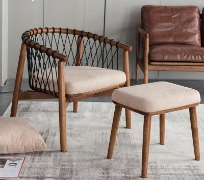 Rikuto - Solid Ash Wood & Cotton Armchair｜Reading Chair