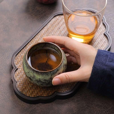 Colorful Cellar Glaze Chinese Tea Cup | Ceramic Dragon Egg Cup - 6 pcs