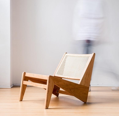 Akai Rika - Cherry Wooden & Rattan Lounge Chair