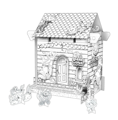 Educational Paper Toy | Mini DIY Creative Cardboard Coloring House - Underwater World