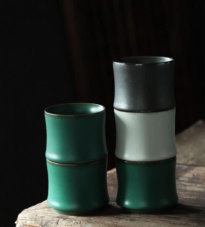 Japanese Ceramic Tea Cup | Ceramic Bamboo Cup - 4 pcs