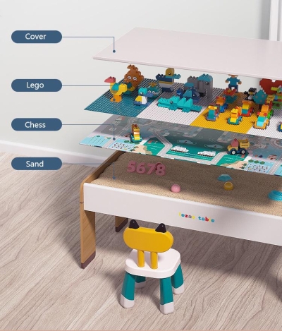 Wood Kids Multi-use Game and Reading (80cm-Desk + 1 Chair)