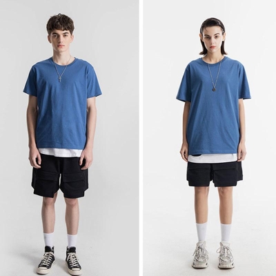 200g Combed Cotton Unisex T-Shirt-Purplish Blue
