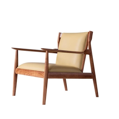 Douk - Solid Ash Wood & Leather Armchair ｜ Reading Chair