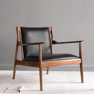 Douk - Solid Ash Wood & Leather Armchair ｜ Reading Chair